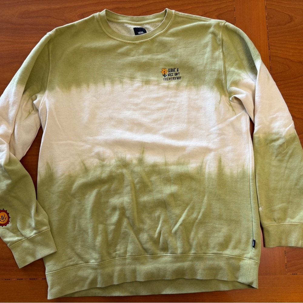 Vans Olive and Cream Tie Dye Crewneck Sweater